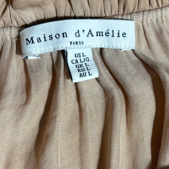 Maison D’ Amelie Paris Tan Blouse with Tie Neck - Picture 3 of 4